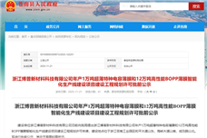 年产1万吨超薄特种电容薄膜和12万吨高性能BOPP薄膜智能化生产线建设项目建设工程规划许可批前公示！